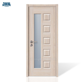 Porta de vidro de madeira entalhada branca simples interior do quarto