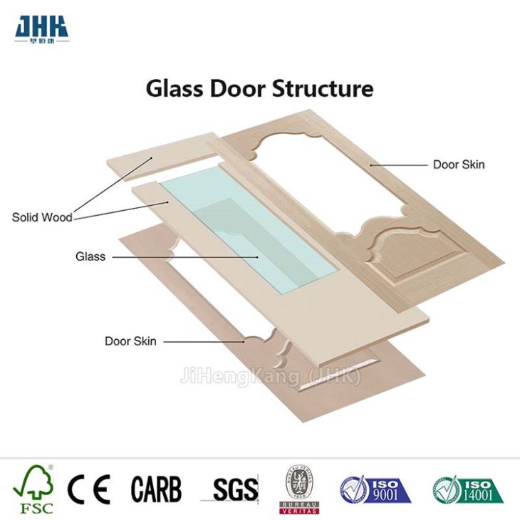 Rolo inferior deslizante de vidro temperado porta de madeira maciça